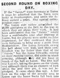 Match Report: Southampton vs Luton Town FC (27th Dec 1921)