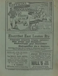Programme: Millwall vs Luton Town FC (16th Apr 1921)