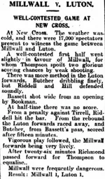 Match Report: Millwall vs Luton Town FC (24th Dec 1921)