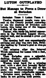 Match Report: Swindon Town vs Luton Town FC (26th Dec 1921)