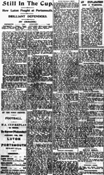 Match Report: Portsmouth vs Luton Town FC (7th Jan 1922)