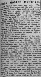 Match Report: Luton Town FC vs Merthyr Town (8th Oct 1921)