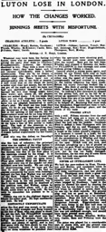 Match Report: Charlton Athletic vs Luton Town FC (2nd Sep 1922)