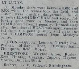 Match Report: Luton Town FC vs Brentford (4th Sep 1922)