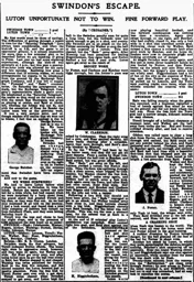 Match Report: Swindon Town vs Luton Town FC (30th Sep 1922)