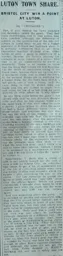 Match Report: Luton Town FC vs Bristol City (2nd Dec 1922)