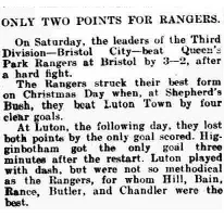 Match Report: Luton Town FC vs Queens Park Rangers (26th Dec 1922)