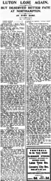 Match Report: Northampton Town vs Luton Town FC (15th Sep 1924)