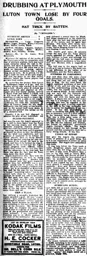 Match Report: Plymouth Argyle vs Luton Town FC (20th Sep 1924)