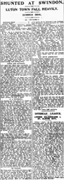 Match Report: Swindon Town vs Luton Town FC (27th Sep 1924)