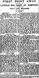 Match Report: Norwich City vs Luton Town FC (18th Oct 1924)
