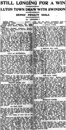 Match Report: Luton Town FC vs Swindon Town (7th Feb 1925)