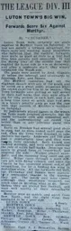 Match Report: Luton Town FC vs Merthyr Town (14th Mar 1925)