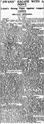 Match Report: Luton Town FC vs Swansea Town (28th Mar 1925)
