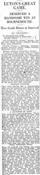 Match Report: Bournemouth vs Luton Town FC (9th Sep 1925)