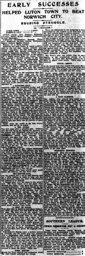 Match Report: Luton Town FC vs Norwich City (14th Nov 1925)