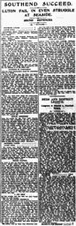 Match Report: Southend United vs Luton Town FC (21st Nov 1925)