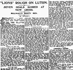 Match Report: Millwall vs Luton Town FC (19th Dec 1925)