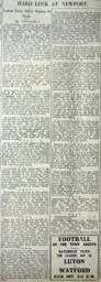Match Report: Newport County vs Luton Town FC (16th Jan 1926)