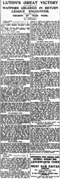 Match Report: Luton Town FC vs Watford (23rd Jan 1926)