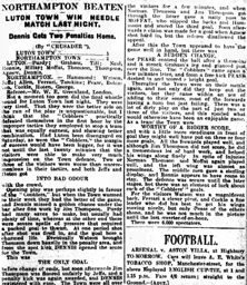 Match Report: Luton Town FC vs Northampton Town (22nd Feb 1926)