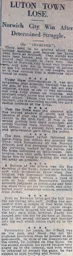 Match Report: Norwich City vs Luton Town FC (27th Mar 1926)