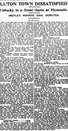 Match Report: Plymouth Argyle vs Luton Town FC (10th Apr 1926)