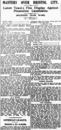 Match Report: Luton Town FC vs Bristol City (17th Apr 1926)