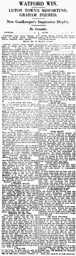 Match Report: Watford vs Luton Town FC (30th Oct 1926)