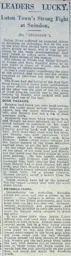 Match Report: Swindon Town vs Luton Town FC (22nd Jan 1927)