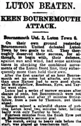 Match Report: Bournemouth vs Luton Town FC (26th Jan 1927)