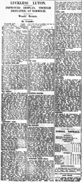 Match Report: Norwich City vs Luton Town FC (26th Feb 1927)