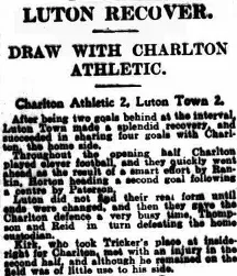 Match Report: Charlton Athletic vs Luton Town FC (3rd Mar 1927)