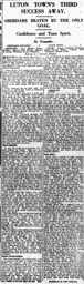 Match Report: Aberdare Athletic vs Luton Town FC (12th Mar 1927)