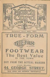 Programme: Luton Town FC vs Bournemouth (30th Apr 1927)