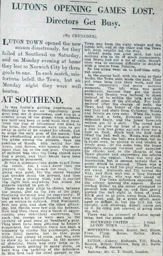 Match Report: Southend United vs Luton Town FC (27th Aug 1927)