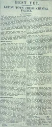 Match Report: Luton Town FC vs Crystal Palace (8th Oct 1927)