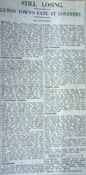 Match Report: Coventry City vs Luton Town FC (12th Nov 1927)