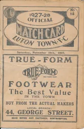 Programme: Luton Town FC vs Gillingham (19th Nov 1927)
