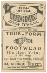 Programme: Luton Town FC vs Norwich City (10th Dec 1927)