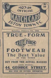 Programme: Luton Town FC vs Watford (4th Feb 1928)