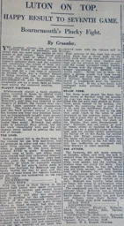 Match Report: Luton Town FC vs Bournemouth (22nd Sep 1928)