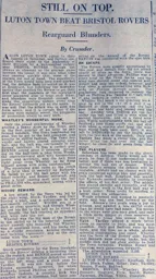 Match Report: Luton Town FC vs Bristol Rovers (6th Oct 1928)