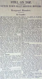 Match Report: Luton Town FC vs Bristol Rovers (6th Oct 1928)