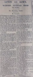Match Report: Watford vs Luton Town FC (20th Oct 1928)