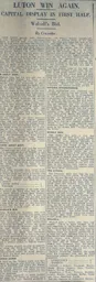 Match Report: Luton Town FC vs Walsall (27th Oct 1928)