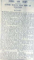 Match Report: Newport County vs Luton Town FC (3rd Nov 1928)