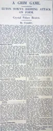 Match Report: Luton Town FC vs Crystal Palace (10th Nov 1928)