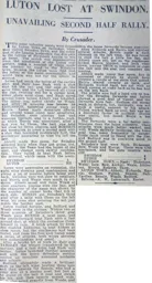 Match Report: Swindon Town vs Luton Town FC (17th Nov 1928)