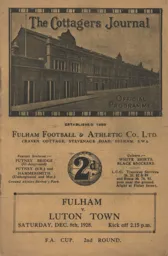Programme: Fulham vs Luton Town FC (8th Dec 1928)